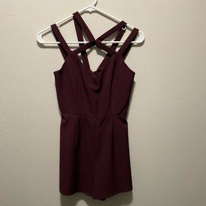 Burgundy Strappy Caged Romper